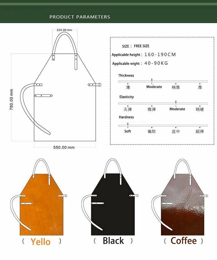 Genuine Leather Apron for Kitchen Handcraft Workshop Can Custom made Logo Stamp