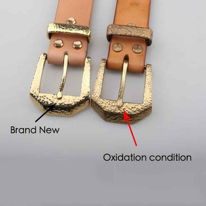 Retro Hammered Striation Solid Brass Pin Belt Buckle for Men Women Leather Craft Diy Making Belt Accessory