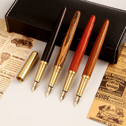 Brass Real Nature Wood Business Ink Pen Sign Pen Creative Gift Pen