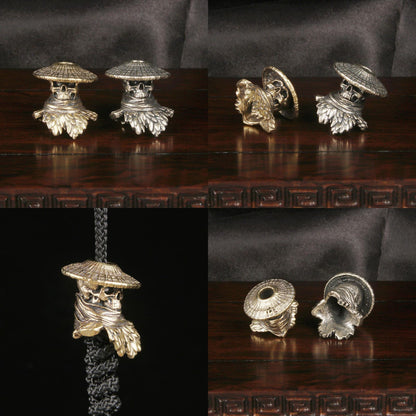Brass EDC Lanyard Skull Knight Dragon Spartan Wolf Snake Cape Bead Keychain Drop
