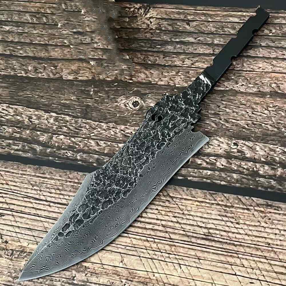 Forged Damascus Steel Billet Blade Blank Making Outdoor Knife EDC Diy Material