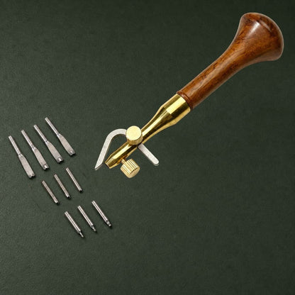 Adjustable Multi Blade Leather Edge Groove Tool Wood Handle Beveler Groover