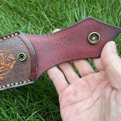 Hand Craft Carved Cowhide Leather Sheath For Folding Knife Cover Pouch Belt Clip