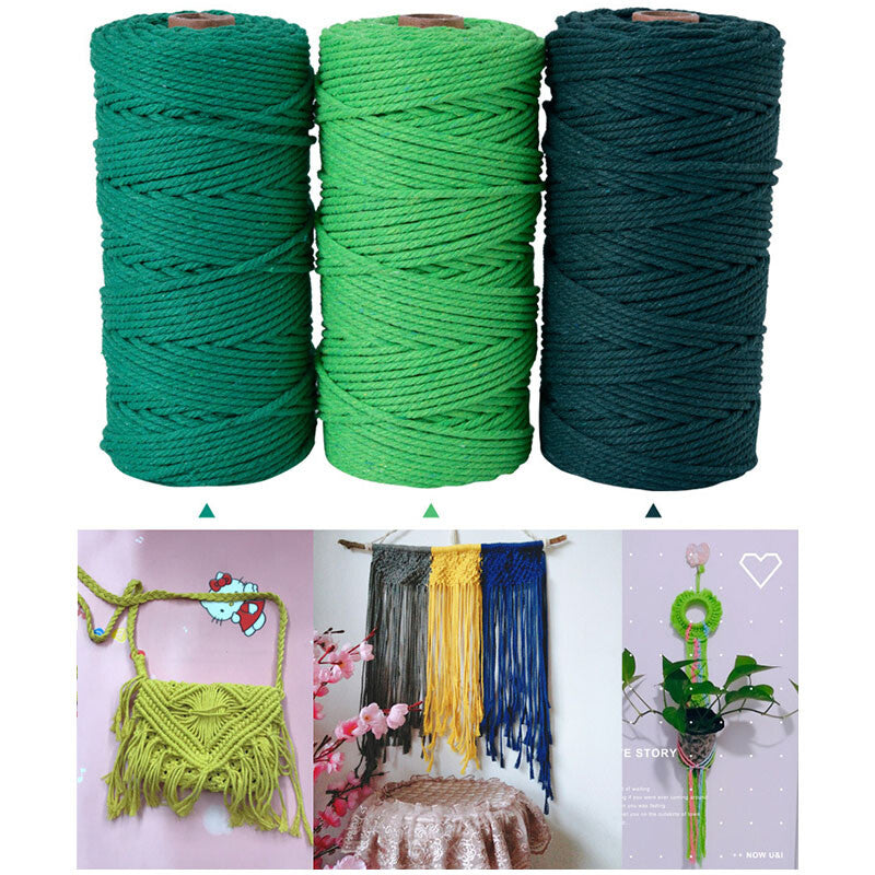 3mm Colorful Cotton Cord Twisted Macrame Rope Handmade Craft String Textile Diy
