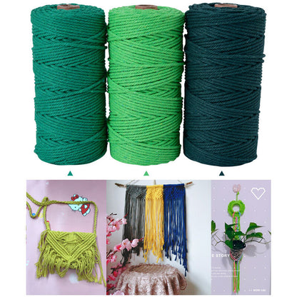 3mm Colorful Cotton Cord Twisted Macrame Rope Handmade Craft String Textile Diy