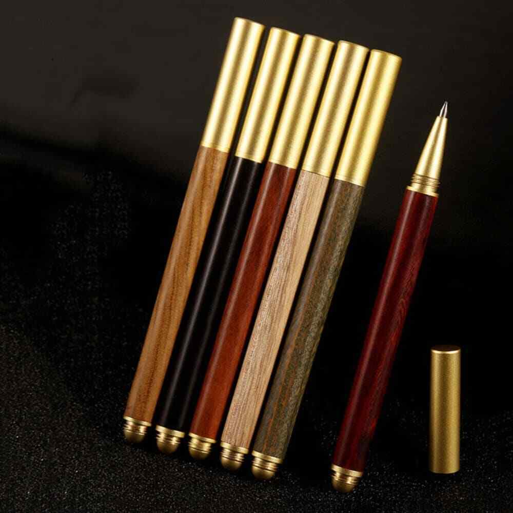 Small Elegant Brass Craft Wooden Signature Pen Business Gift Logo Customizable