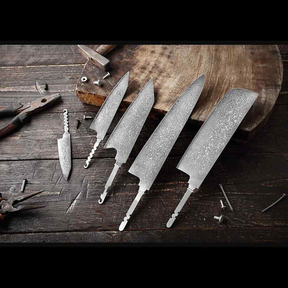 VG10 Damascus Steel Chef Knife Blank Blade DIY Home Hobby Kitchen Knife Material