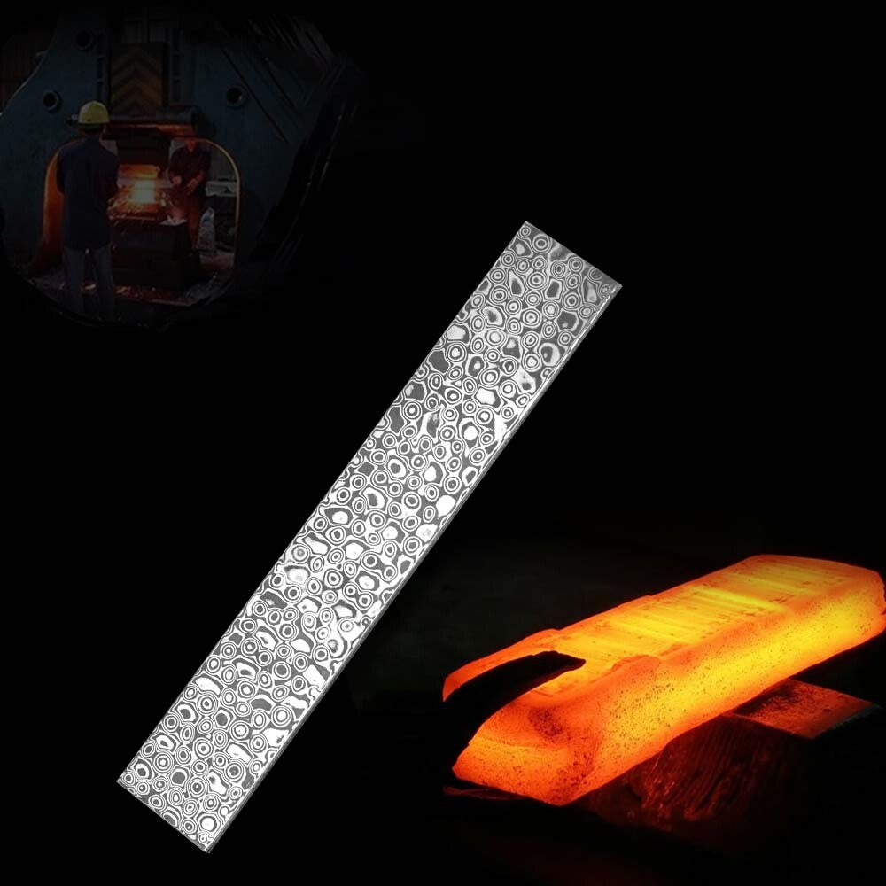 Handmade Damascus Steel Billet 500x50x5mm Pattern-Welded Knife Blade Blank DIY