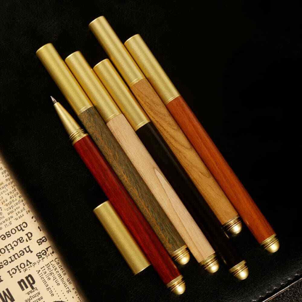 Small Elegant Brass Craft Wooden Signature Pen Business Gift Logo Customizable