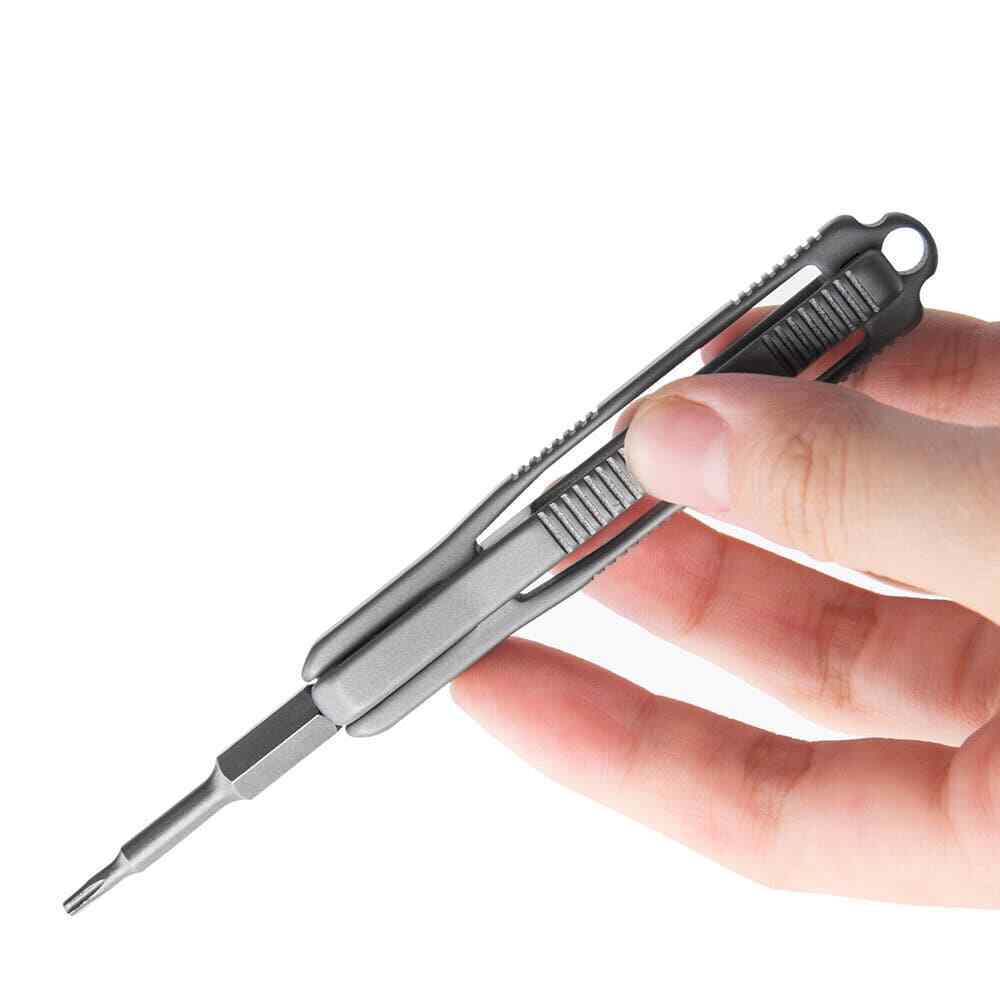 Titanium Handle Screw Driver S2 Steel Portable Outdoor EDC Screwdriver Tools Set