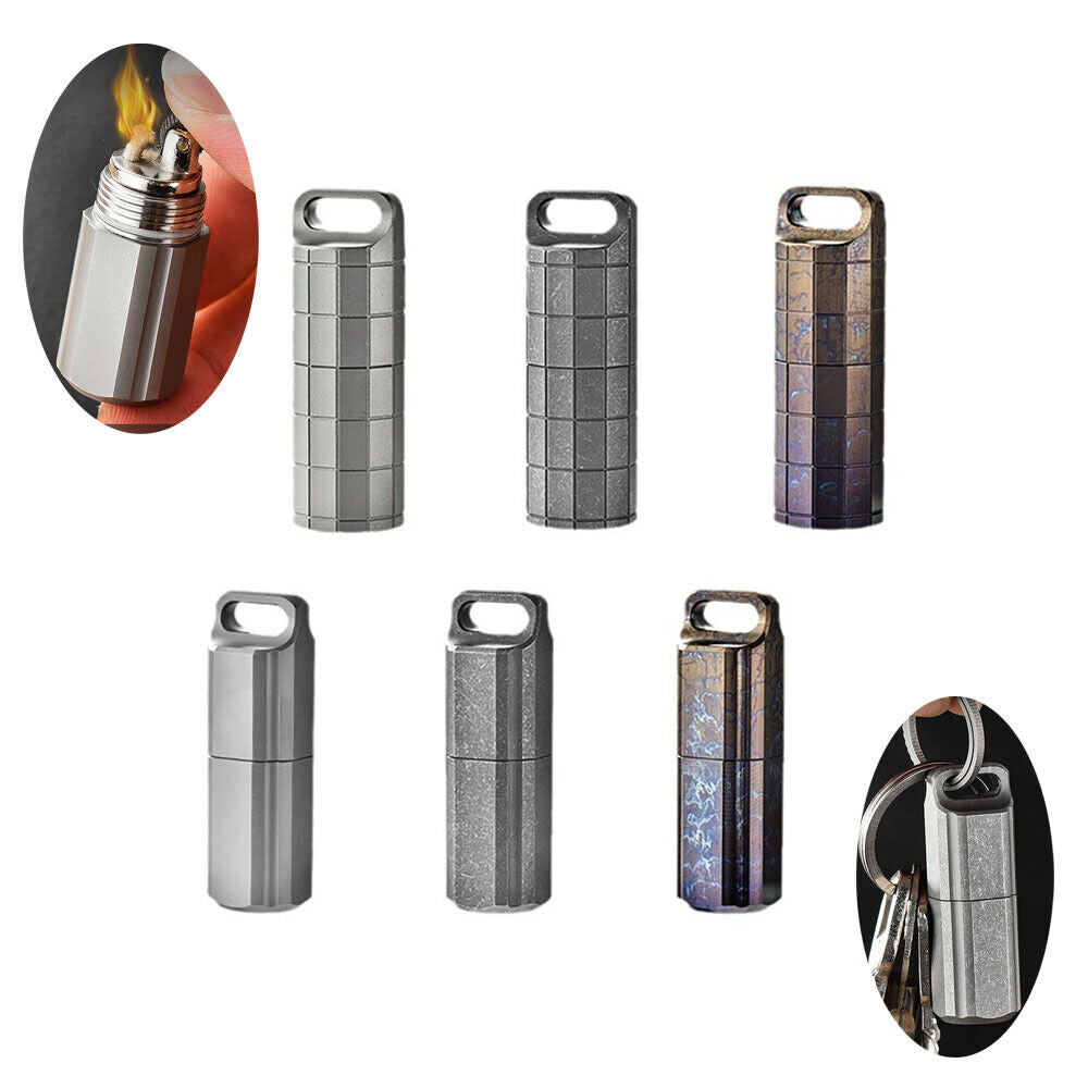 Titanium Waterproof Lighter Pill Case Box Travel Capsule Bottle Holder Container