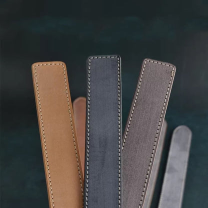 Handcrafted Italian Vegetable Tanned Leather Belt Strap with Hand Sewn Stitch