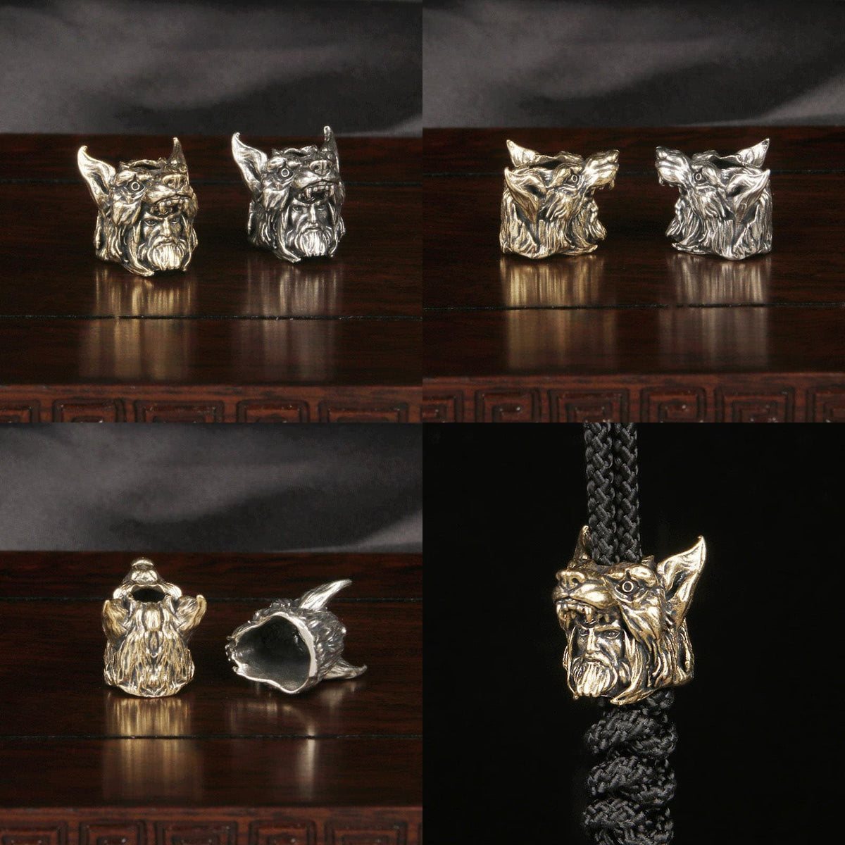 Brass EDC Lanyard Skull Knight Dragon Spartan Wolf Snake Cape Bead Keychain Drop