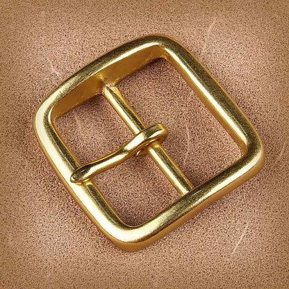 Retro Style Solid Brass Pin Belt Buckle for Men Dress Leatherwork Craft DIY 40mm