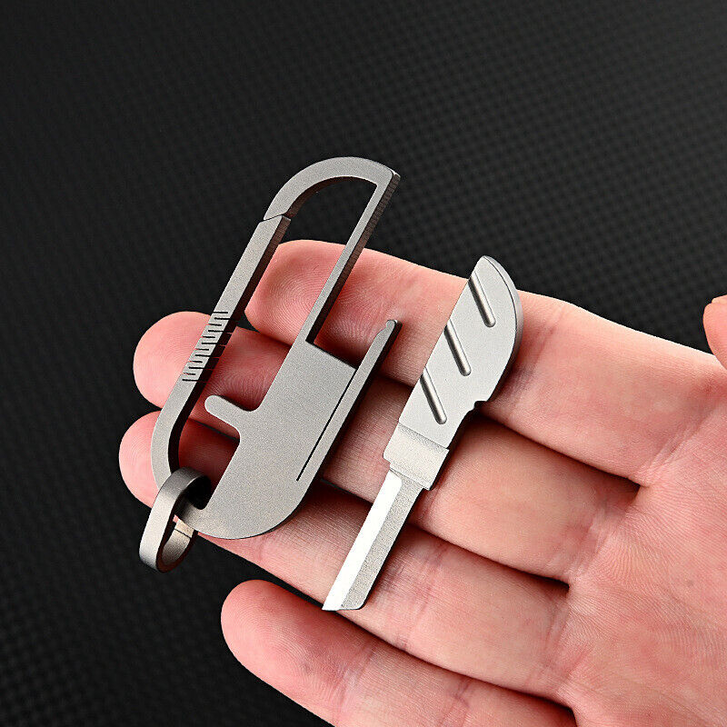 Small Titanium Alloy Keychain Knife Carabiner Pocket Folding Knife Portable Tool