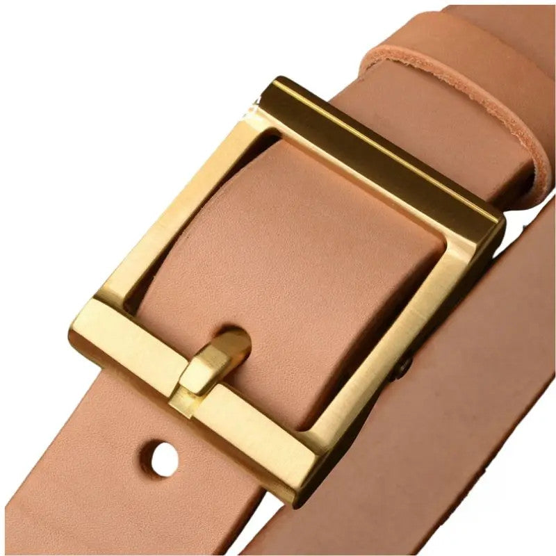 5.5mm Thick Vegetable Tanned Leather Belt Men Pin Buckle Italian Natural Cowhide