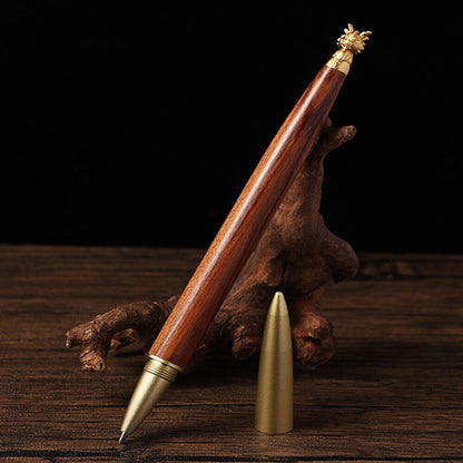 Brass Wood Zodiac Animal Design Signature Pen Customizable Logo Business Office Gift