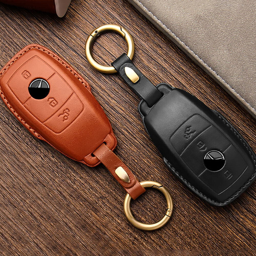 Handmade Genuine Leather Craft Car Key Fob Case Cover Fore Benz Keychains bag