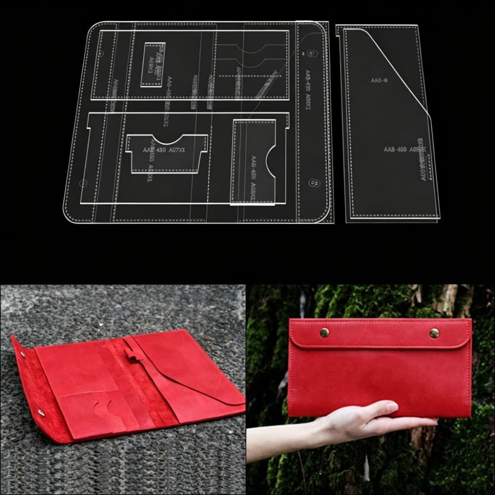 Acrylic Clutch Long Wallet Pattern Leather DIY Template Craft AAB450