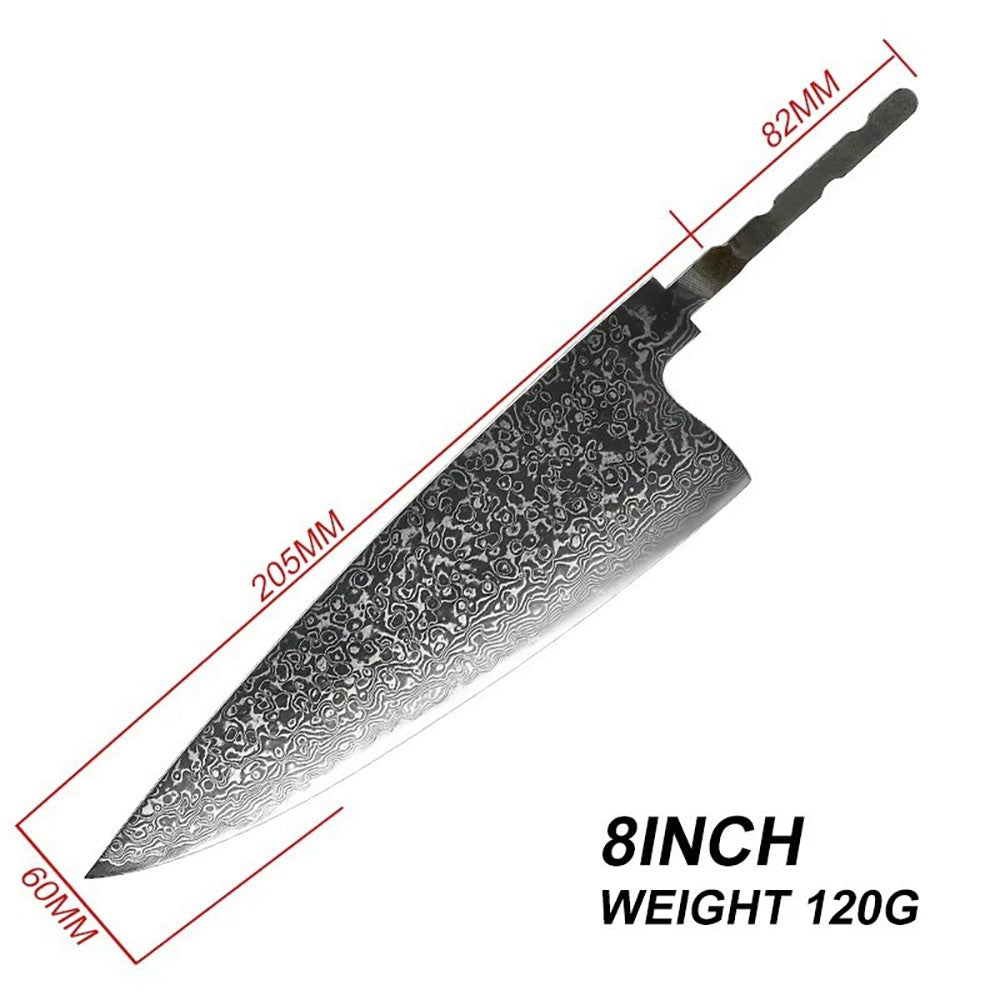VG10 Damascus Steel Chef Knife Blank Blade DIY Home Hobby Kitchen Tools Material