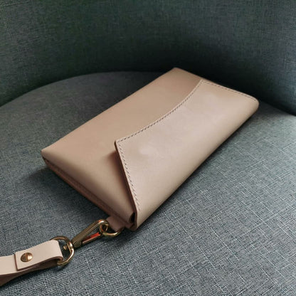 Handmade Leather Clutch Cosmetic Bag Vegetable Tanned Leather Phone Pouch