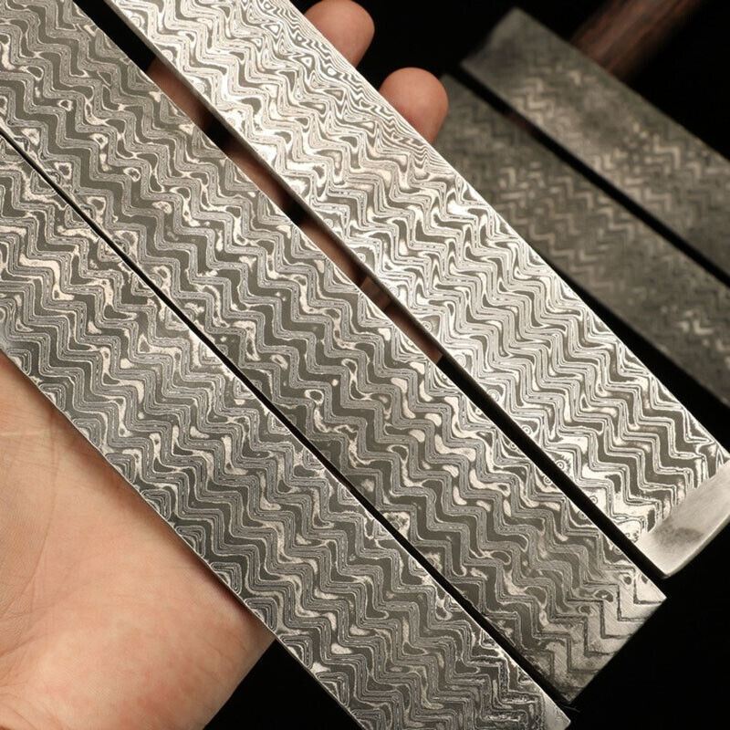 Hard Unfilled Damascus Steel Billet Bar Blank Knife Blade Diy Material