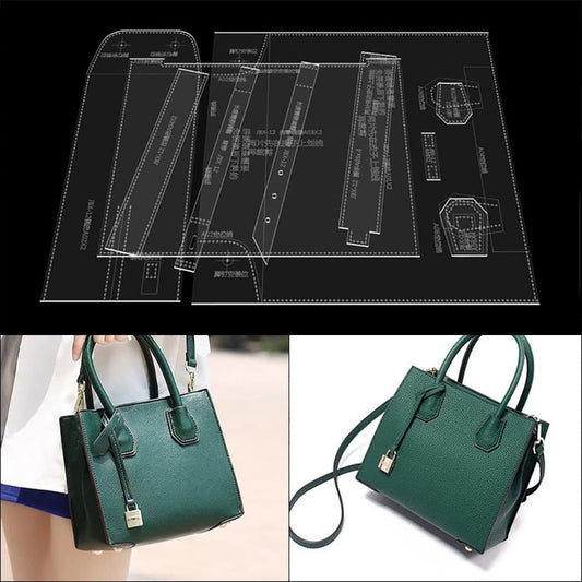 DIY Leather Craft Tote Shoulder Crossbody Bag Acrylic Pattern Template Tools
