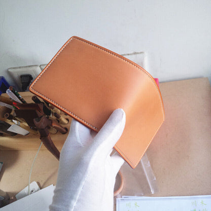 Handmade Vegetable Tanned Leather Wallet Genuine Cowhide Card Case Custom