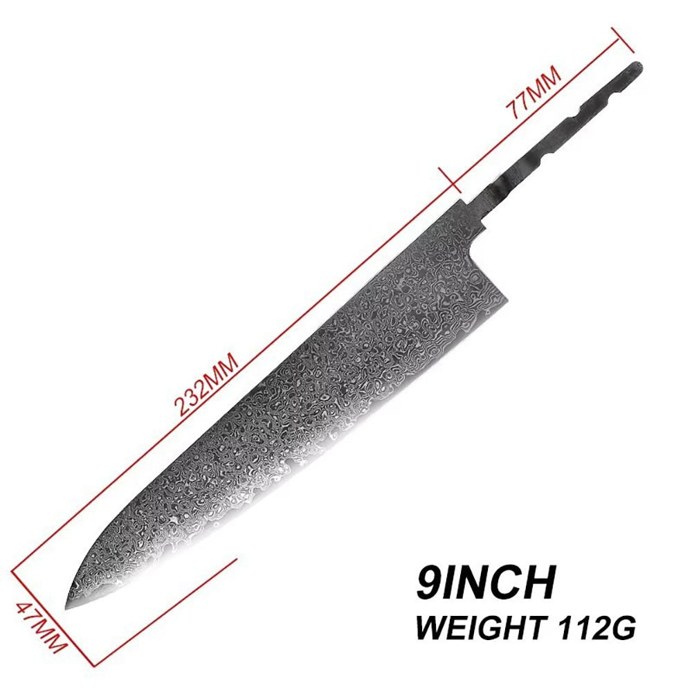 VG10 Damascus Steel Chef Knife Blank Blade DIY Home Hobby Kitchen Tools Material