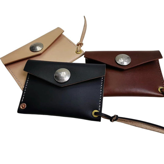 Handmade Japanese Style Unique Design Minimalist Genuine Leather Card Holder