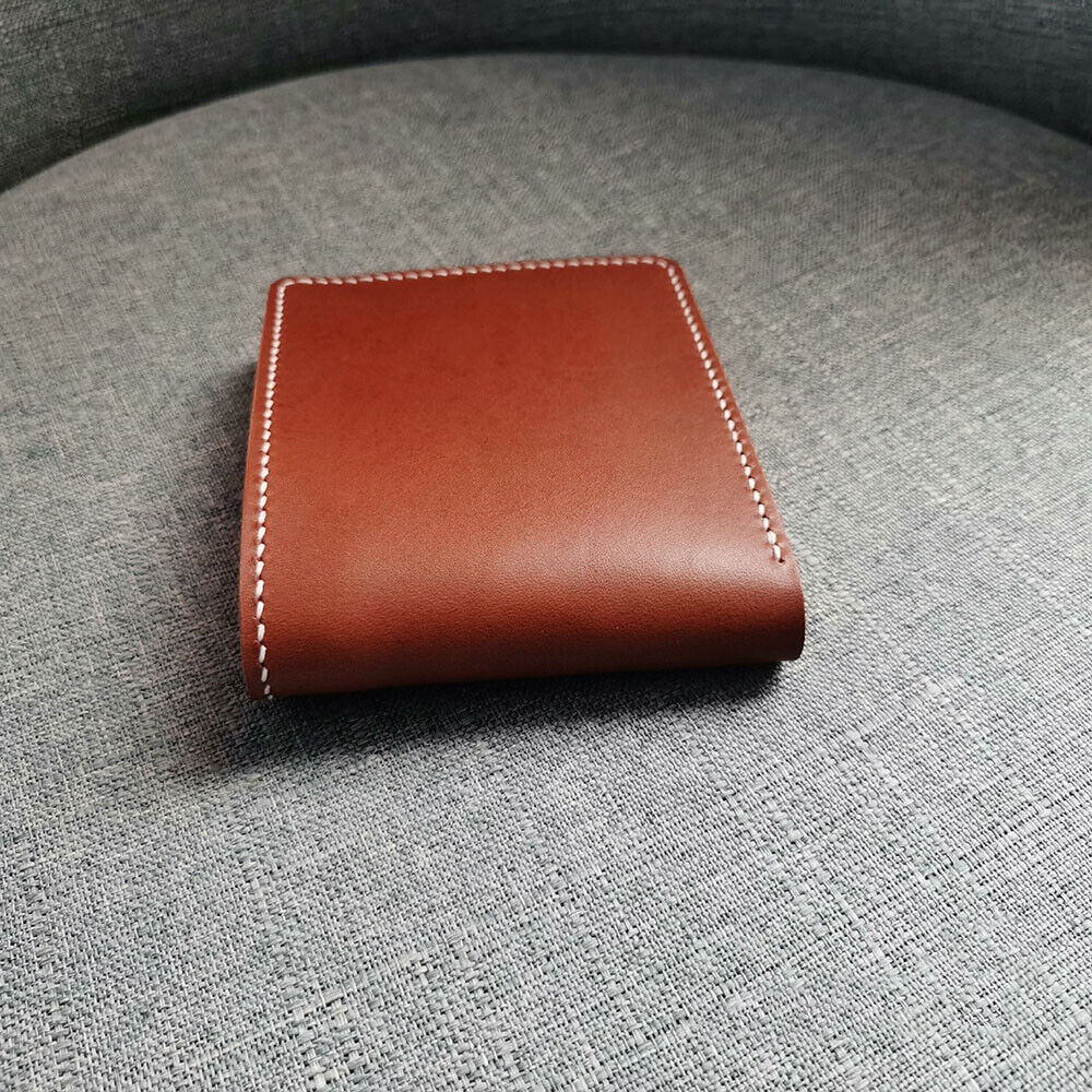 Handmade vegetable tanned leather wallet genuine cowhide card case stamping name