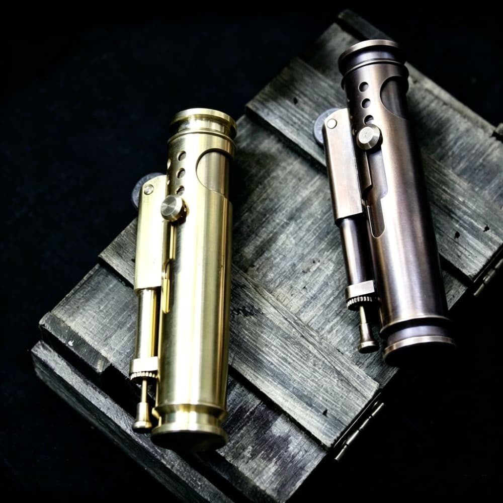 Vintage Solid Brass Lighter Side Ignition Retro Stylish Men Portable EDC Gift