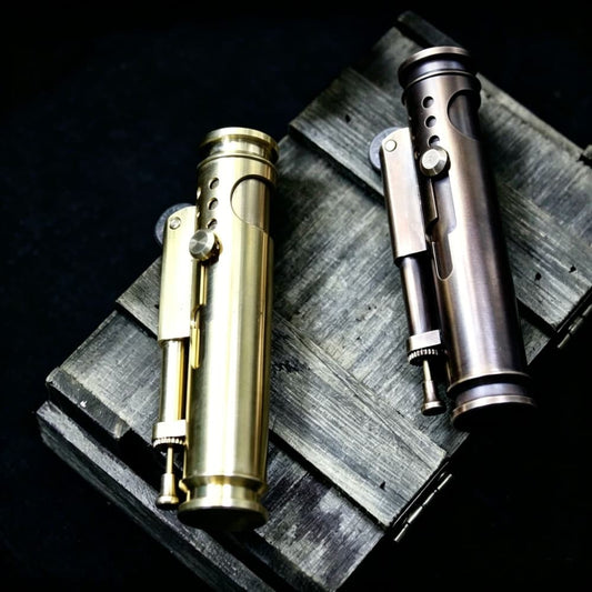 Vintage Solid Brass Lighter Side Ignition Retro Stylish Men Portable EDC Gift