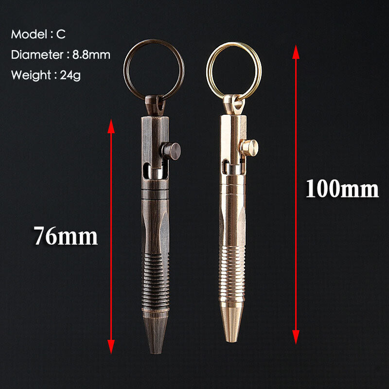 Creative Mini Solid Brass Bolt Action Ball Point Pen Copper Pocket EDC Gift