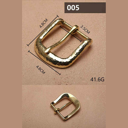 Retro Hammered Striation Solid Brass Pin Belt Buckle for Men Women Leather Craft Diy Making Belt Accessory