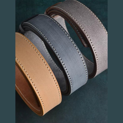 Handcrafted Italian Vegetable Tanned Leather Belt Strap with Hand Sewn Stitch