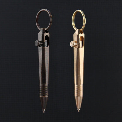 Creative Mini Solid Brass Bolt Action Ball Point Pen Copper Art Craft Pocket EDC