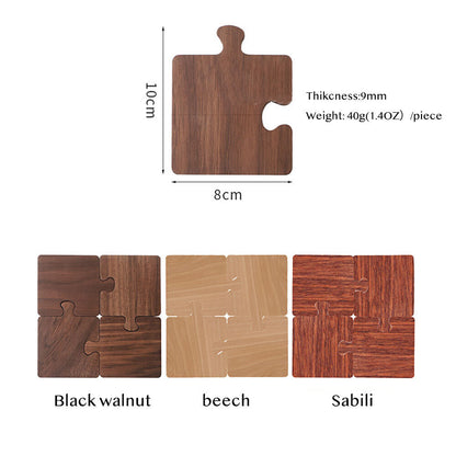 Natural Wooden Tea Coasters Heat Resistant Eco Friendly Handmade Puzzle Design