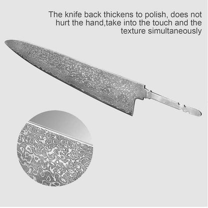 VG10 Damascus Steel Chef Knife Blank Blade DIY Home Hobby Kitchen Knife Material