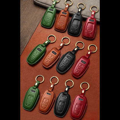 Handmade Genuine Leather Craft Car Key Fob Case Cover For AUDI Keychains bag