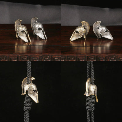Brass EDC Lanyard Skull Knight Dragon Spartan Wolf Snake Cape Bead Keychain Drop