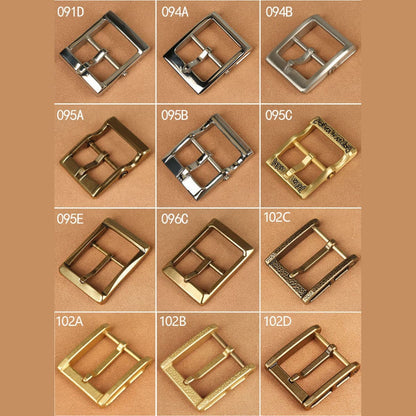 Brass Belt Buckle for Men Leather Belt Pin Buckle Stainless Steel Vintage Style