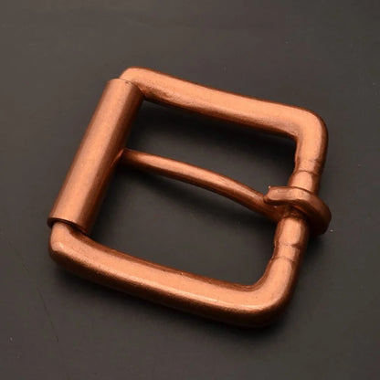 Red Copper Men's Belt Buckle Handmade Vintage Style Pin Buckle Casual Belt