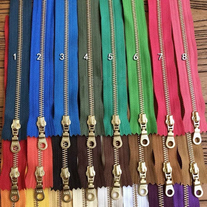 YKK 20cm Size #5 Metal Zipper Brass Pull for DIY Leather Bags Hardware Accessories