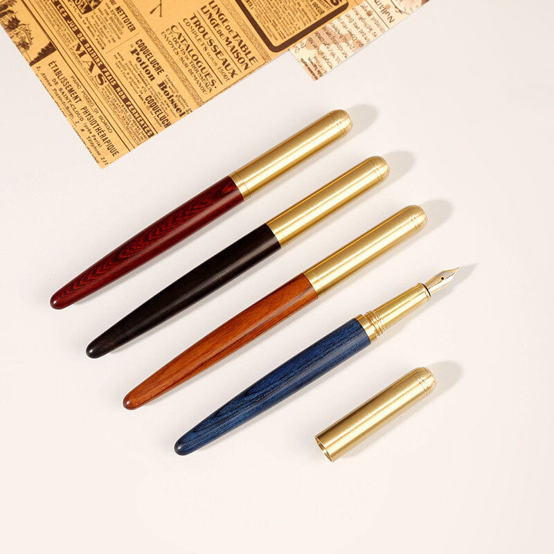 Brass Real Nature Wood Business Ink Pen Sign Pen Creative Gift Pen