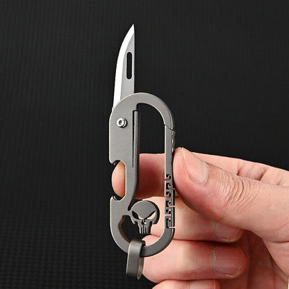 Small Titanium Alloy Keychain Knife Carabiner Pocket Folding Knife Portable Tool