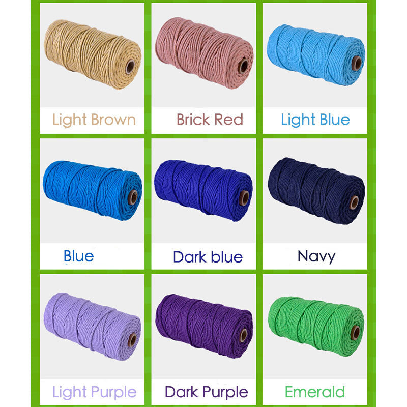 3mm Colorful Cotton Cord Twisted Macrame Rope Handmade Craft String Textile Diy