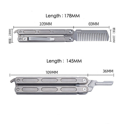 Titanium Practice Balisong Butterfly Trainer Folding Knife bottle opener EDC