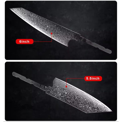VG10 Damascus Steel Chef Knife Blank Blade DIY Home Hobby Kitchen Tools Material