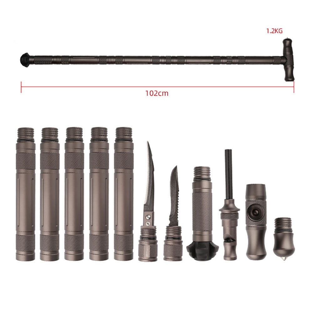 Multifunctional Aluminum Hiking Poles Portable Outdoor Trekking Walking Stick